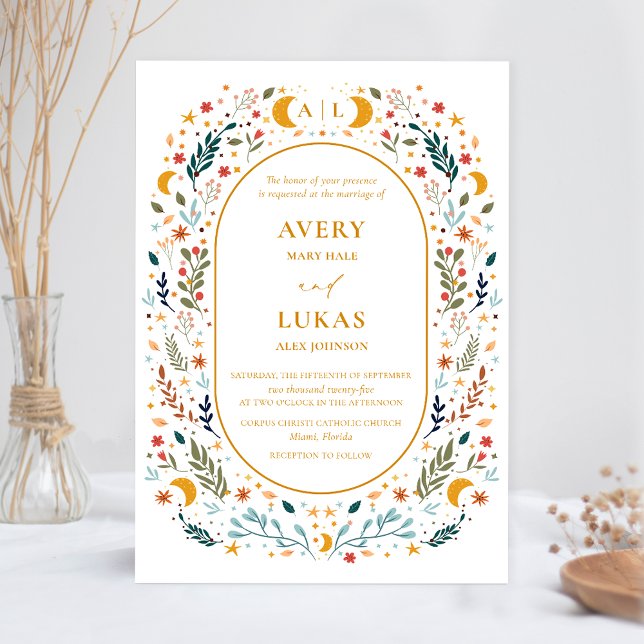 Faire-part de mariage botanique mystique vintage (Créateur téléchargé)