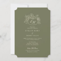 Faire-part de mariage botanique Olive Sage automne