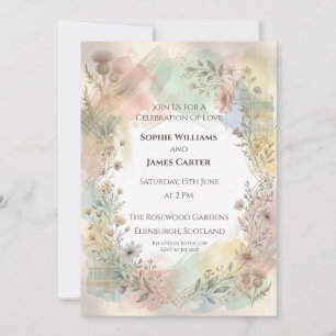 Faire-part de mariage botanique pastel rose