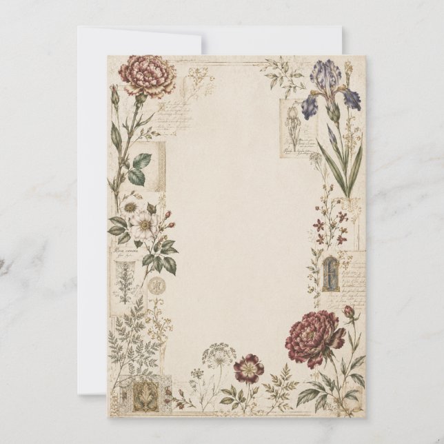 Faire-part de mariage botanique Renaissance (Devant)