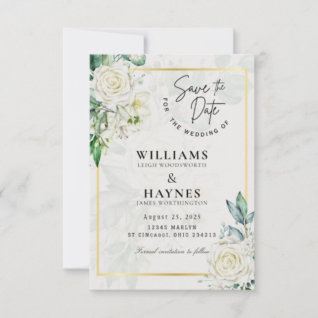 Faire-part de mariage botanique romantique (Devant)
