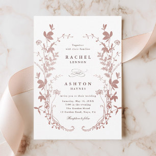 Faire-part de mariage botanique rose poussiéreux r