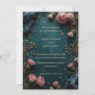 Faire-part de mariage botanique Rose Tartan sarcel