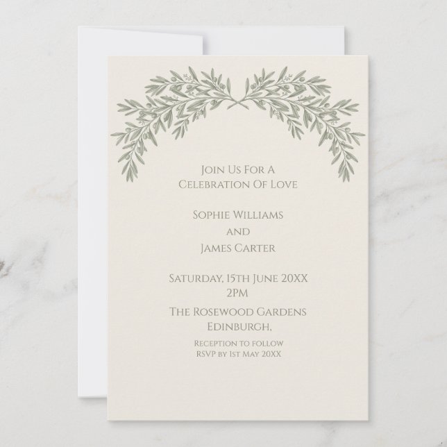 Faire-part de mariage botanique sauge (Devant)