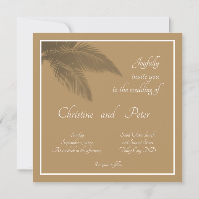 Faire-part de mariage botanique simple  (Devant)