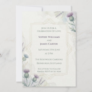 Faire-part de mariage botanique Thistle pourpre