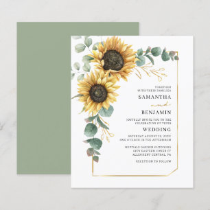 Faire-part de mariage botanique tournesol floral s
