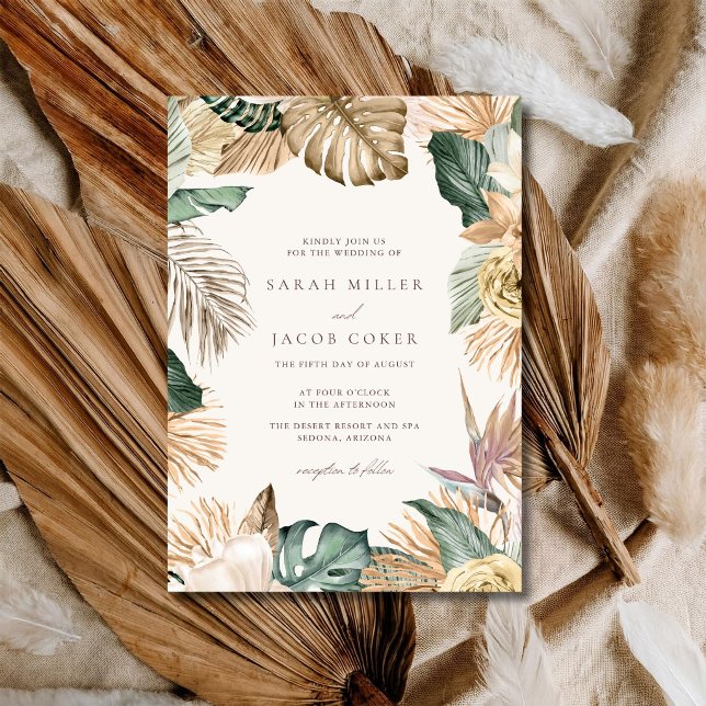 Faire-part de mariage botanique tropical élégant (Elegant Tropical Botanical Wedding Invitation)