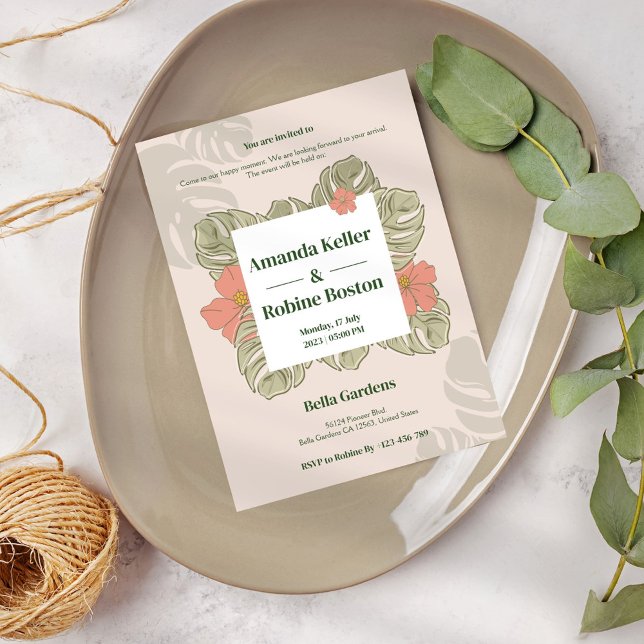 Faire-part de mariage botanique tropicale (Créateur téléchargé)
