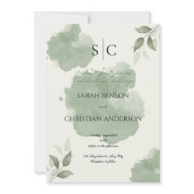 Faire-part de mariage botanique vert minimaliste