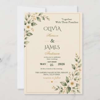 Faire-part de mariage botanique vert sauge