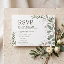 Faire-part de mariage botanique vert sauge élégant