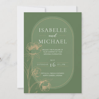 Faire-part de mariage botanique vert sauge minimal