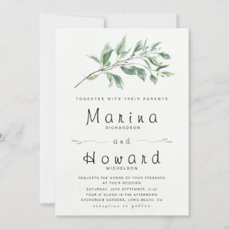 Faire-part de mariage botanique vert sauge modifia