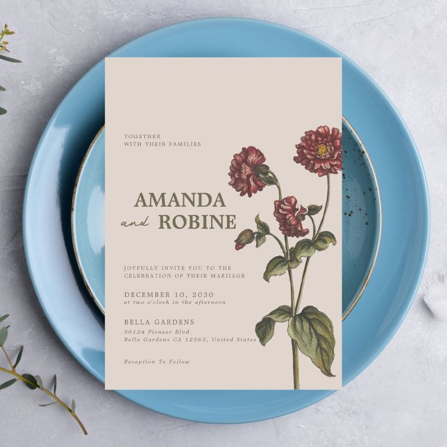 Faire-part de mariage botanique vintage (Créateur téléchargé)