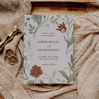 Faire-part de mariage botanique Vintage en terre c