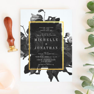 Faire-part de mariage Bouquet Black Gold Rose