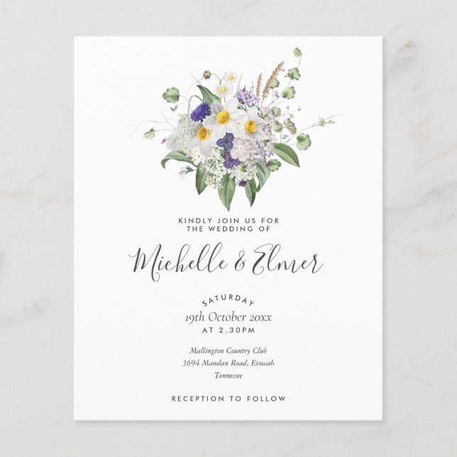 Faire-Part de Mariage Bouquet de Fleurs Sauvages d (Devant)