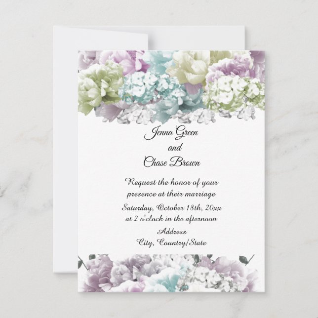 Faire-part de mariage Bouquet Pastel Mixte (Devant)
