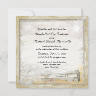 Faire-part de mariage bouteille de plage