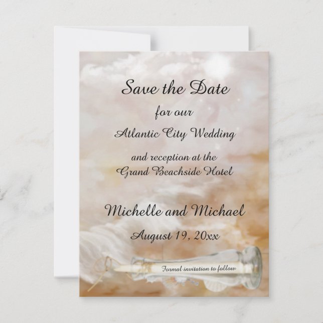 Faire-Part de Mariage "Bouteille de Plage" avec Da (Devant)