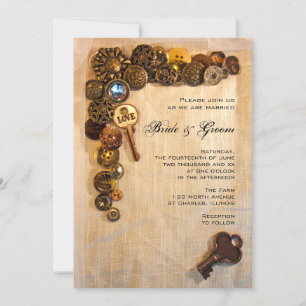 Faire-part de mariage Boutons rustiques