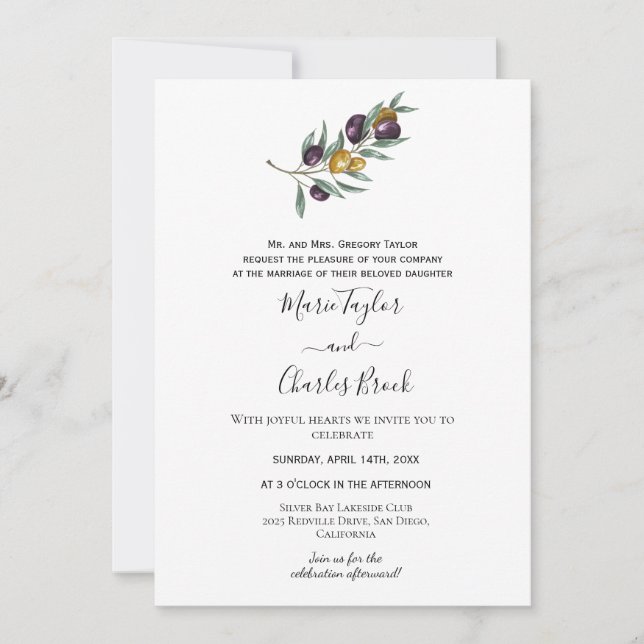 Faire-part de mariage Branche d'olivier (Devant)