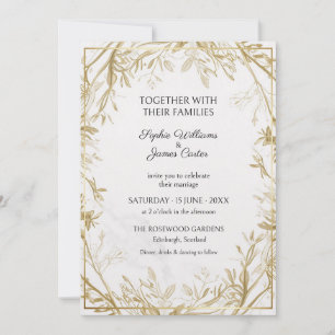 Faire-part de mariage Branche d'olivier en or ivor