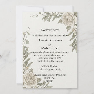 Faire-Part De Mariage Branche D'Olivier Rose Blanc