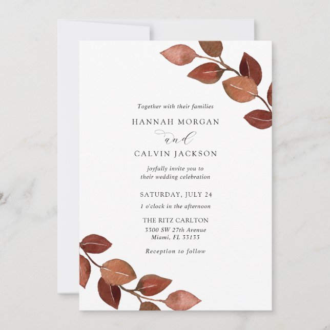 Faire-part de mariage Branches rustiques d'automne (Devant)
