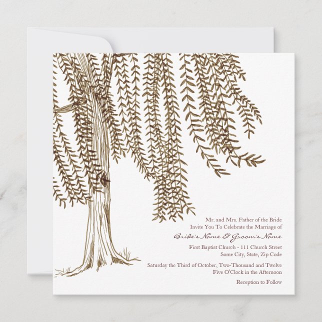 Faire-part de mariage Brown et blanc du Willow Tre (Devant)