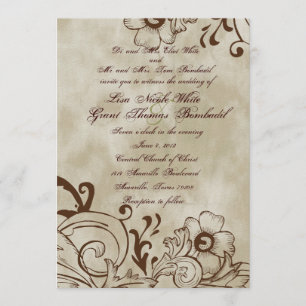 Faire-part de mariage Brown floral vintage