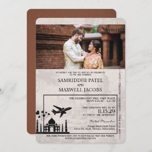 Faire-part de mariage Brown India Passport