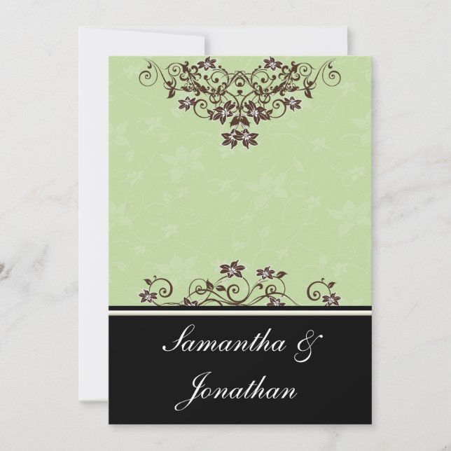 Faire-part de mariage Brown vert et chocolat (Devant)