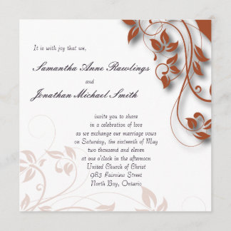Faire-part de mariage Brûlé Orange & Blanc Floral
