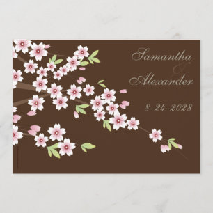 Faire-part de mariage brun chocolat de fleurs de