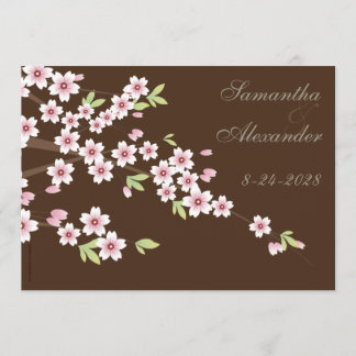 Faire-part de mariage brun chocolat de fleurs de