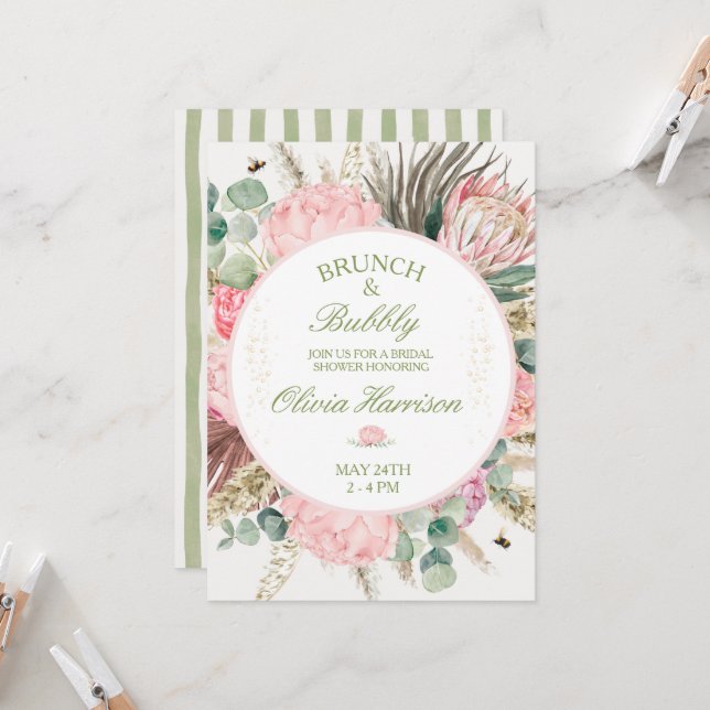Faire-part de Mariage Brunch & Bubbly (Devant/Arrière en situation)