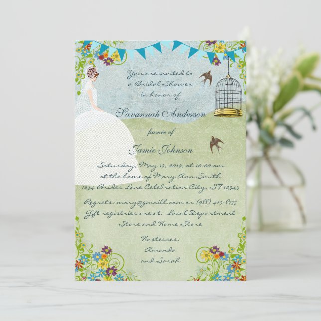 Faire-part de Mariage Brunette Bunting Shower de M (Debout devant)