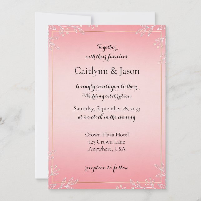 Faire-part de mariage Bubblegum Blush (Devant)