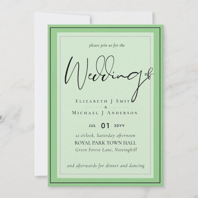 Faire-part de mariage budget 5x7 Modern Script Ove (Devant)