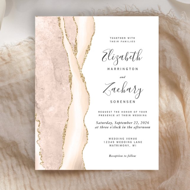 Faire-part de mariage Budget Agate Or Ivoire (Créateur téléchargé)