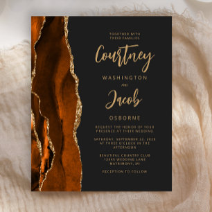 Faire-part de mariage Budget Agate Orange Brûlé No
