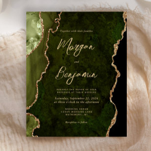 Faire-part de mariage Budget Agate Vert Olive Or