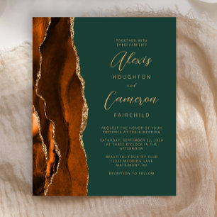 Faire-part de mariage Budget Agate Vert Orange Brû