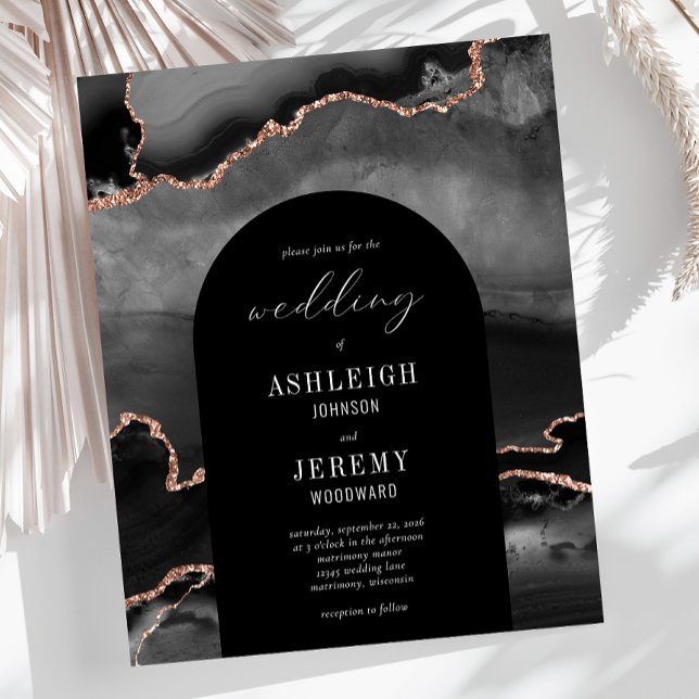 Faire-part de mariage Budget Arch Noir Rose Gold A (Créateur téléchargé)