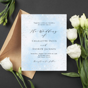 Faire-part de mariage budget argent bleu clair