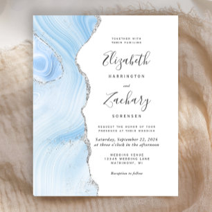 Faire-part de mariage Budget Baby Blue Silver Agat