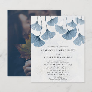 Faire-part de mariage Budget Bleu Ginkgo