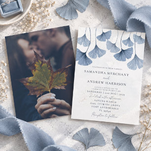 Faire-part de mariage Budget Bleu Ginkgo